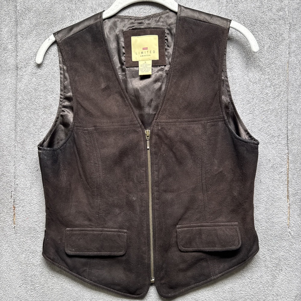 Limited American Brown‎ Suede Vest S Leather Adjustable Cinch Western Chocolate